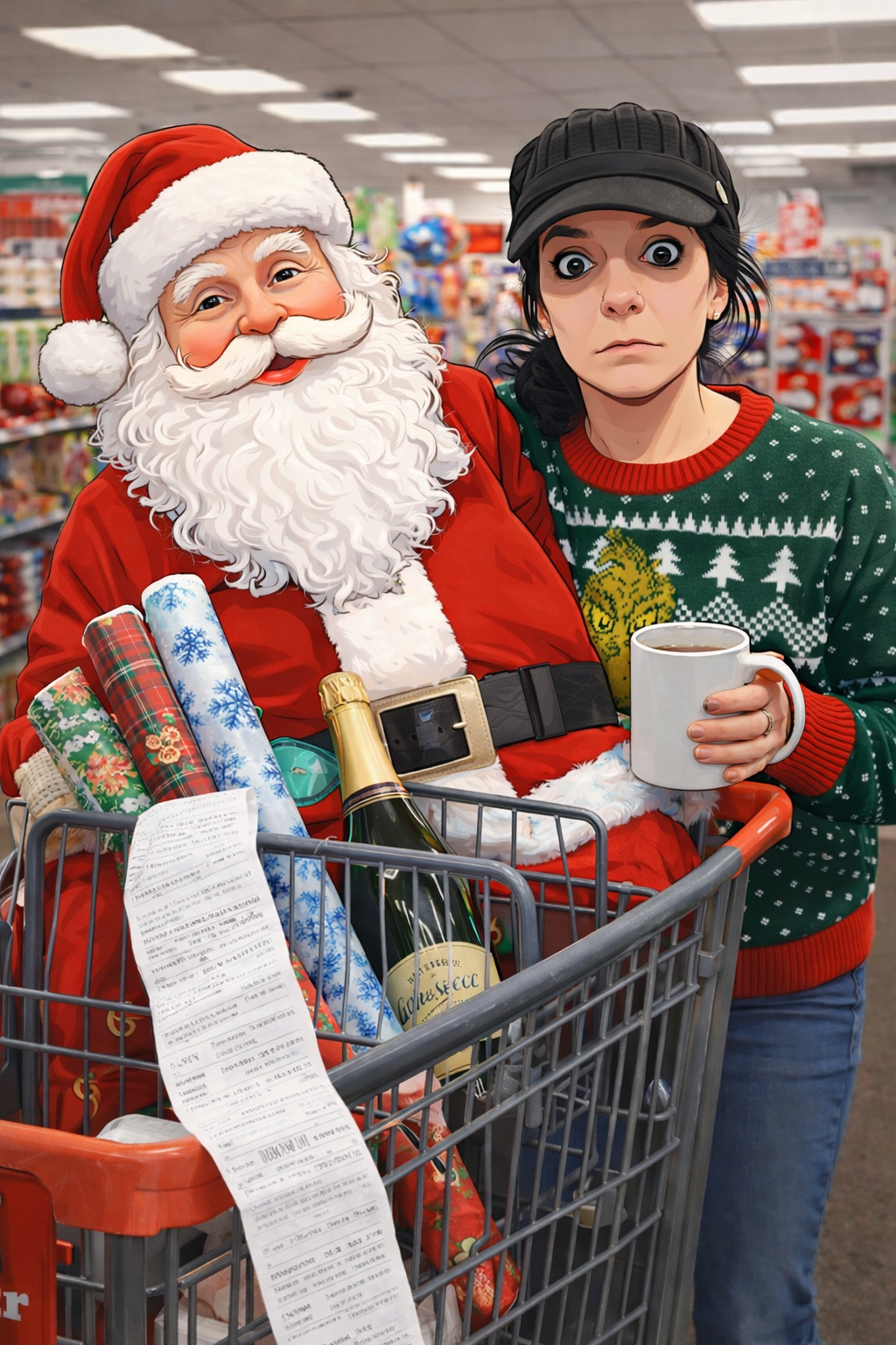 I Hired a Babysitter to Wrap Gifts and Somehow Ended Up at CVS With a Giant&nbsp;Santa